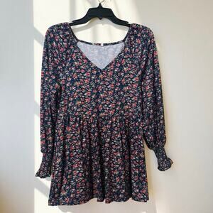Orange Ditsy Floral Blouse or Mini Dress